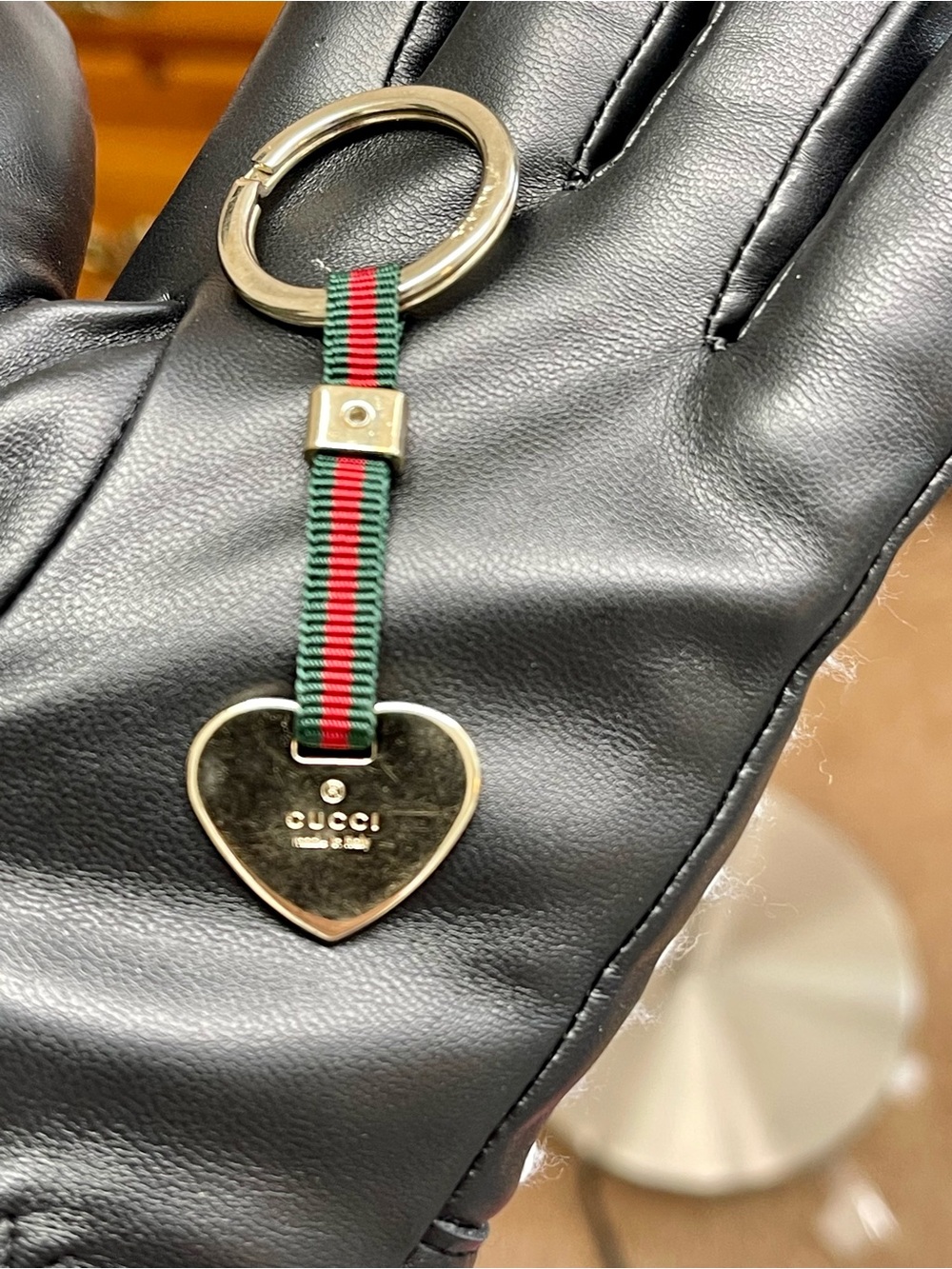 Vintage GUCCI Heart Sherry Line Strap Keychain Bag Charm - Picture 2 of 7